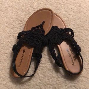 american eagle black lace sandals